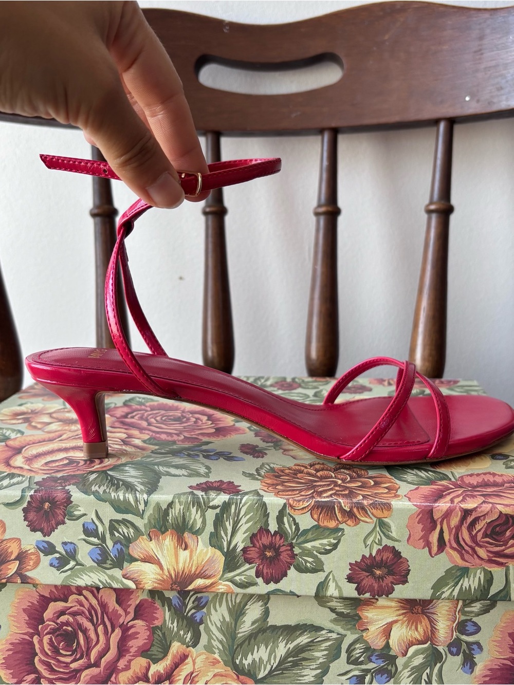 Mango Women’s RedStrappy Kitten Heel Sandals 6.5 - Picture 7 of 7